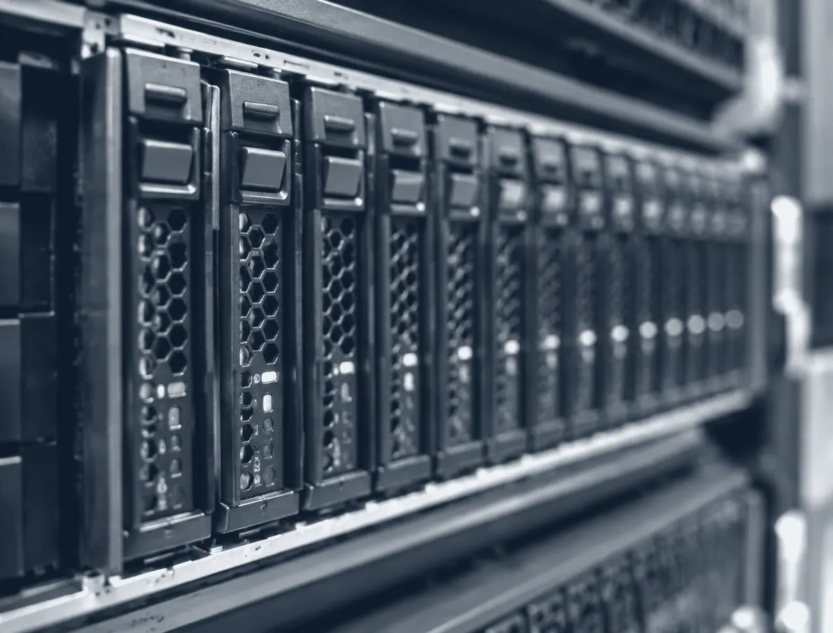 Close-up of server drives