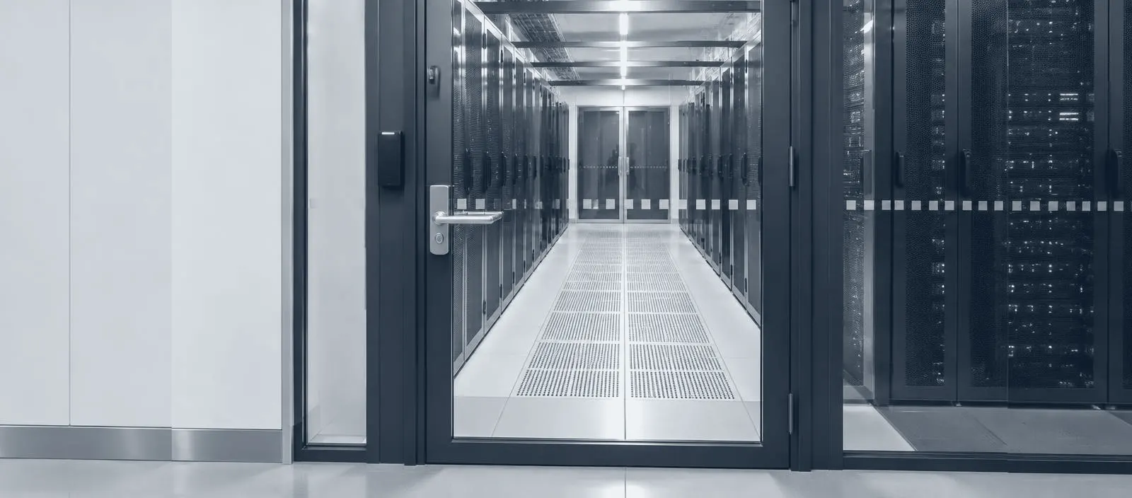 Access-controlled door to a data-centre hall